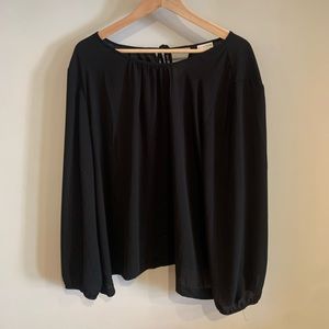 J Crew tie-back long sleeve black blouse size 22
